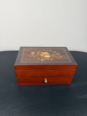 Mele & Co Walnut Inlay Florentine-Style Jewelry Box